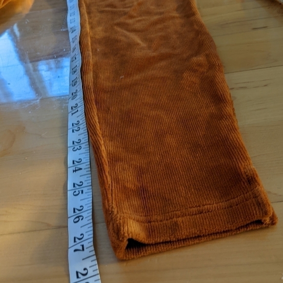 Simons velour velvet cordoroy leggings pants rust brown size Large C5 - Picture 7 of 8